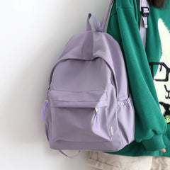 Female Small Fresh Nylon Backpack Women Solid School Backpack