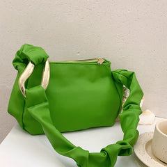Soft Leather Shoulder Bag with Ribbon for Women