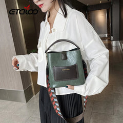 Female Tote Bucket Bag High PU Leather Shoulder Messenger Bag