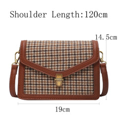 Plaid PU Leather Crossbody Bag Chain Shoulder Messenger Small Purse