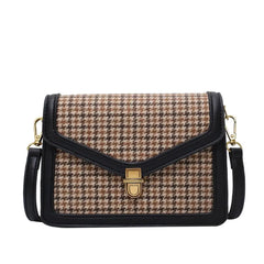 Plaid PU Leather Crossbody Bag Chain Shoulder Messenger Small Purse
