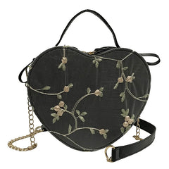 Female Small Bag Lace Messenger One-Shoulder Portable Heart-Shaped Bag