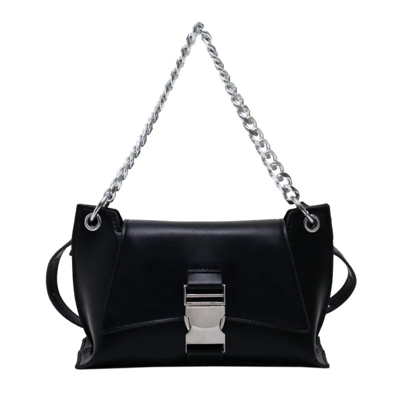 Stylish Black Leather Shoulder Bag for Women