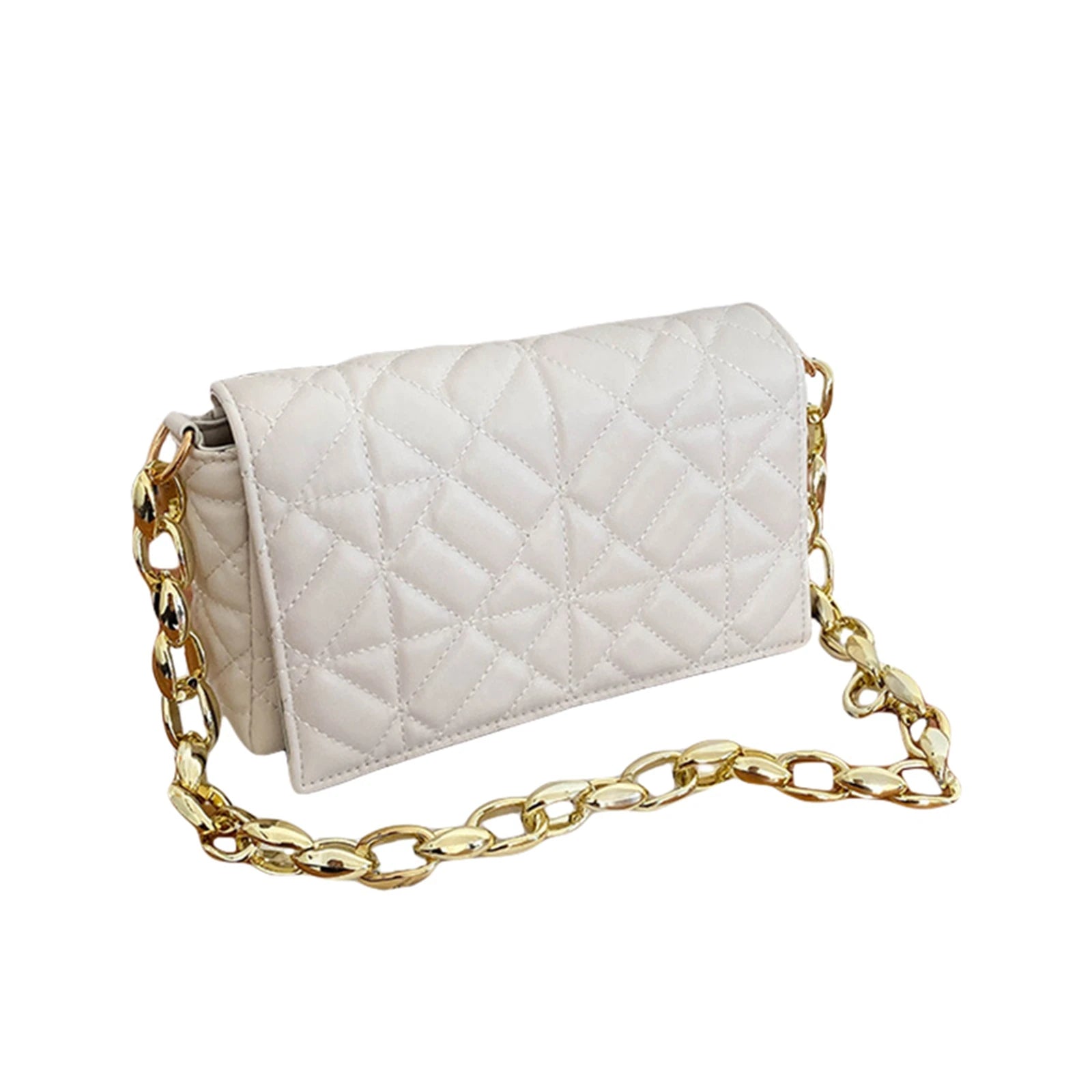 Women's PU Leather Shoulder Bag with Metal Chain Shoulder Strap