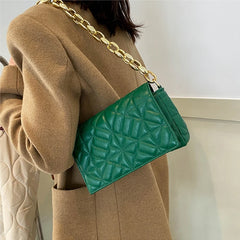 Women's PU Leather Shoulder Bag with Metal Chain Shoulder Strap