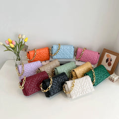 Women's PU Leather Shoulder Bag with Metal Chain Shoulder Strap