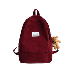 Female Corduroy School Bag Backpack Large Capacity