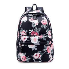 Girls Floral Backpack Set with Food Bag - Green Flowers School Bags