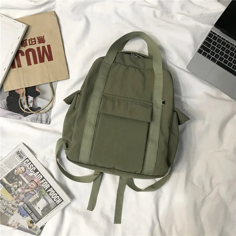 Women Waterproof Nylon School Backpack College Student Bookbag Laptop Bag