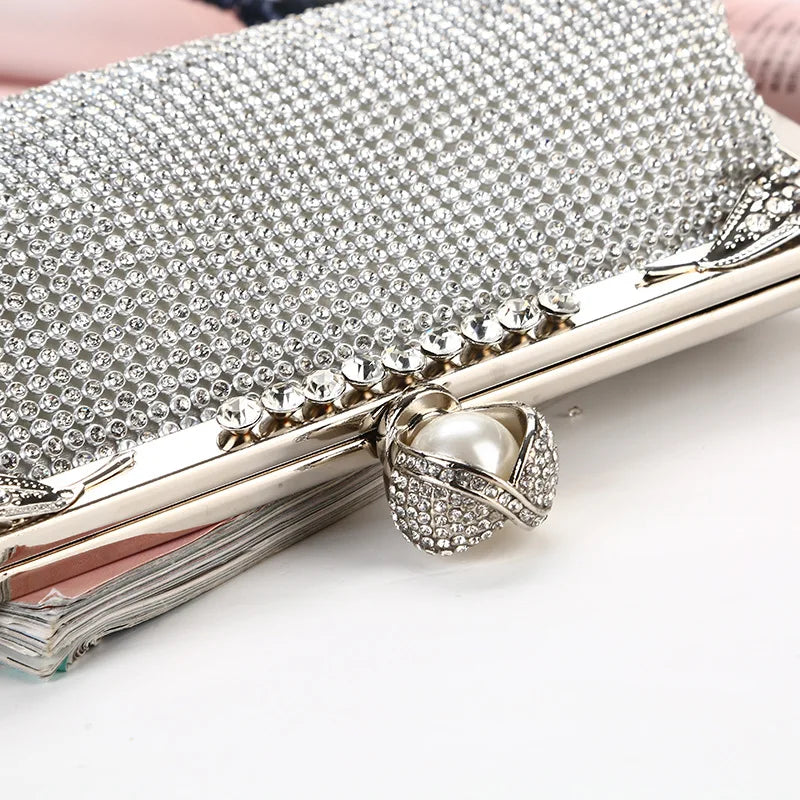 Rhinestone Handbags Metal Chain Shoulder Crossbody Bags