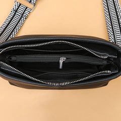 1st Layer Cowhide Women's Messenger Bag Wide Strap Classic Purses