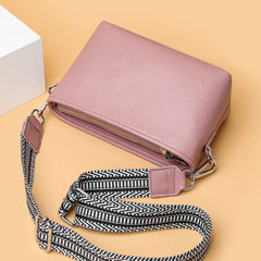 1st Layer Cowhide Women's Messenger Bag Wide Strap Classic Purses
