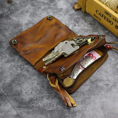 Vintage Leather Keychain Pouch Wallet Cardholder Purse