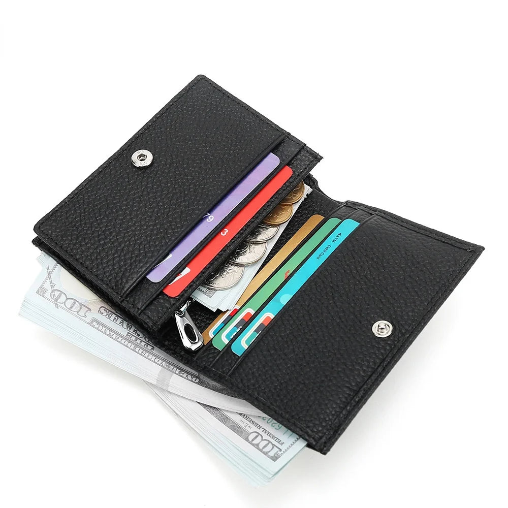 Women's Folded Wallet Purse Genuine Leather