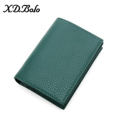 Women's Folded Wallet Purse Genuine Leather