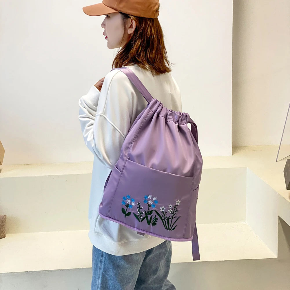 Water Resistant Fitness Backpack Gym Sack Drawstring Bag