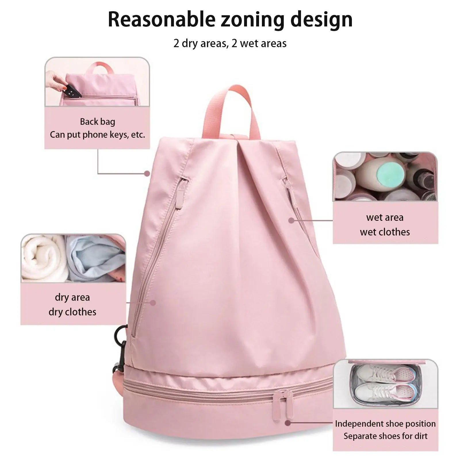 Women's Waterproof Beach Backpack with Wet Dry Separation