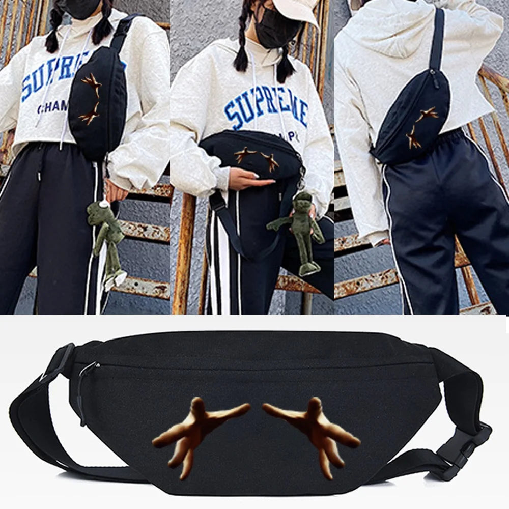 Five Flowers Printing Waist Bag Hidden Travel Wallet Fitness Handbags