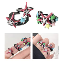 Crystal Micro-Inlaid Zircon Star Ring Girls Travel Accessories