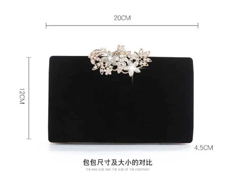 Flannel Evening Clutch Bag Diamond Hasp Wedding Dinner Clutch