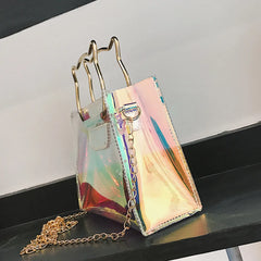 Laser Waist Pack Chain Shoulder Bag Mini Perspective Cat Handbag
