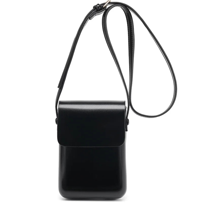 Flap Crossbody Bag Mini PU Leather Shoulder Bag Solid All-Match