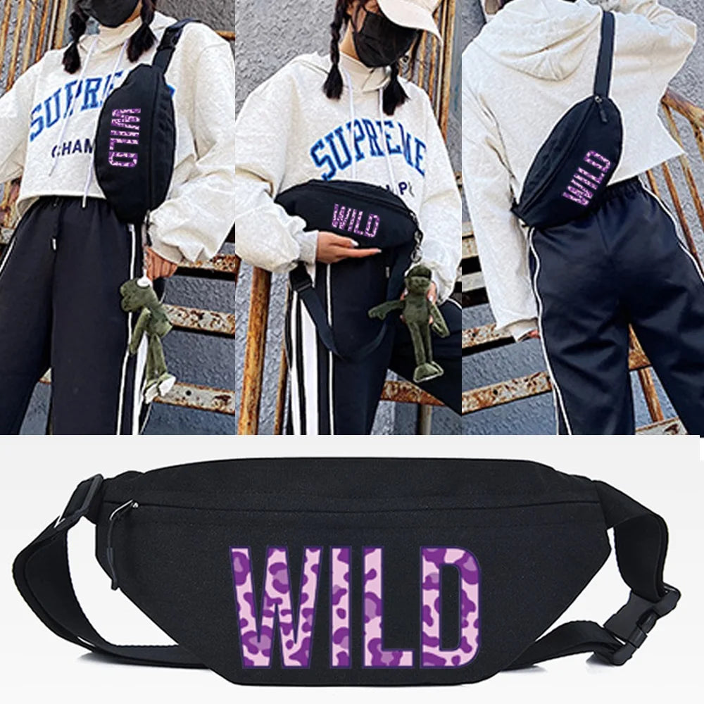 Flash Letters Print Waist Bag Women Chest Crossbody Bag Belt Bag