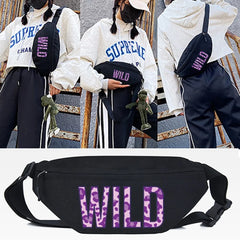 Flash Letters Print Waist Bag Women Chest Crossbody Bag Belt Bag
