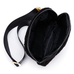 Plush Waist Bag Zipper Pocket Women Shoulder Bag for Outdoor Sports