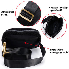 Plush Waist Bag Zipper Pocket Women Shoulder Bag for Outdoor Sports