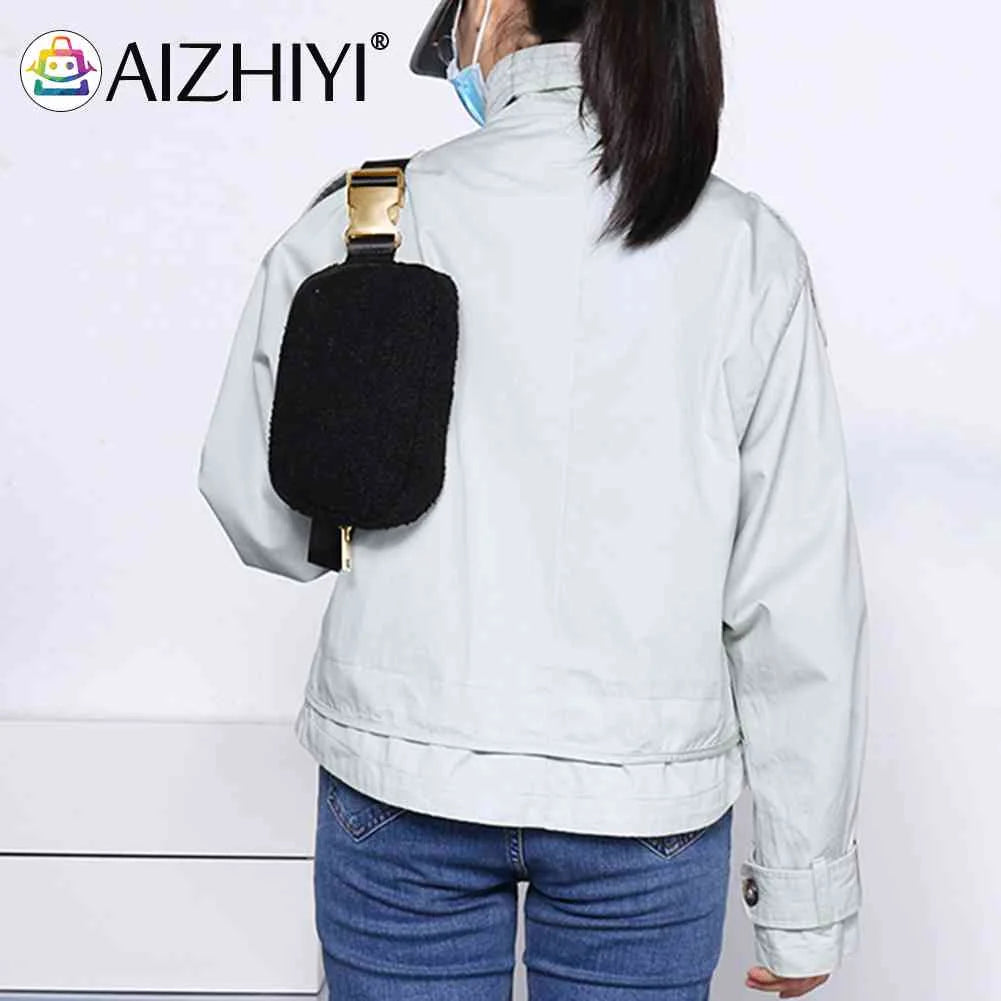 Fleece Waist Belt Bag Zipper Pocket Women Crossbody Bag for Outdoor Sports