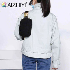 Fleece Waist Belt Bag Zipper Pocket Women Crossbody Bag for Outdoor Sports