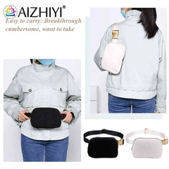 Fleece Waist Belt Bag Zipper Pocket Women Crossbody Bag for Outdoor Sports