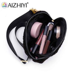 Fleece Waist Belt Bag Zipper Pocket Women Crossbody Bag for Outdoor Sports