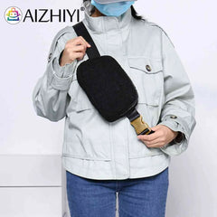 Fleece Waist Belt Bag Zipper Pocket Women Crossbody Bag for Outdoor Sports