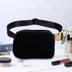 Fleece Waist Belt Bag Zipper Pocket Women Crossbody Bag for Outdoor Sports