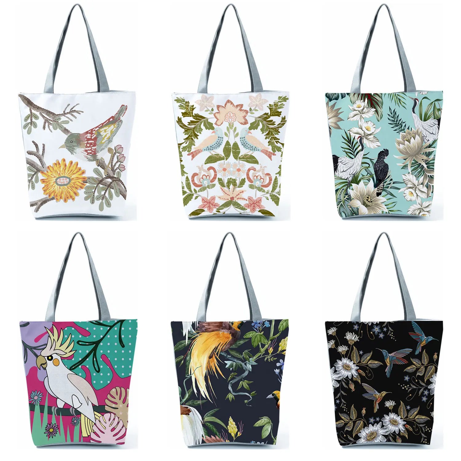Floral Butterfly Printed Handbag Shoulder Bag High Capacity Tote
