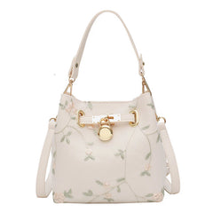 Floral Embroidery Bucket Messenger Bag Ladies One-shoulder Bag