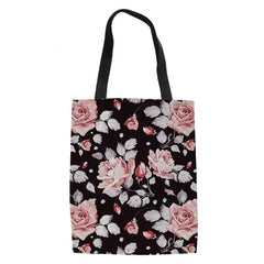 Floral 3D Printing Student Book Bag Canvas Shoulder Pocket Ladies Grocery Bag