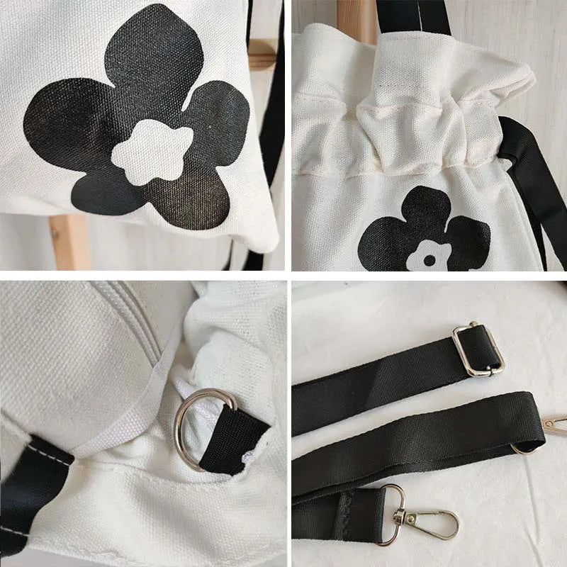 Floral Print Vintage Shoulder Bag Women Cross Body Canvas Totes Bag