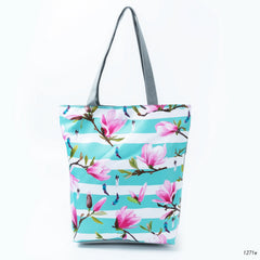 Floral Printed Eco Reusable Shopping Bag with Pockets