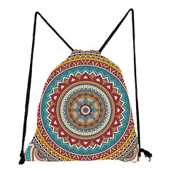 Floral Print Drawstring Backpack Casual Men Women Unisex Shoulder Bag