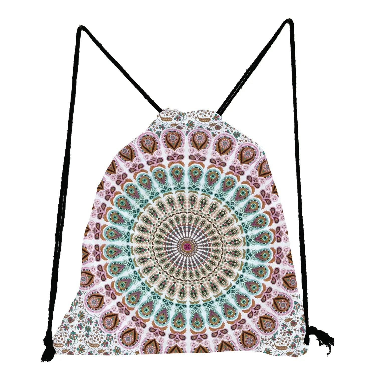 Floral Print Drawstring Backpack Casual Men Women Unisex Shoulder Bag