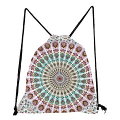 Floral Print Drawstring Backpack Casual Men Women Unisex Shoulder Bag