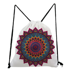 Floral Print Drawstring Backpack Casual Men Women Unisex Shoulder Bag