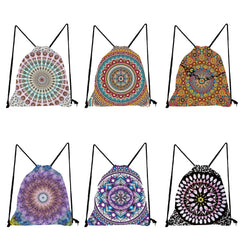 Floral Print Drawstring Backpack Casual Men Women Unisex Shoulder Bag