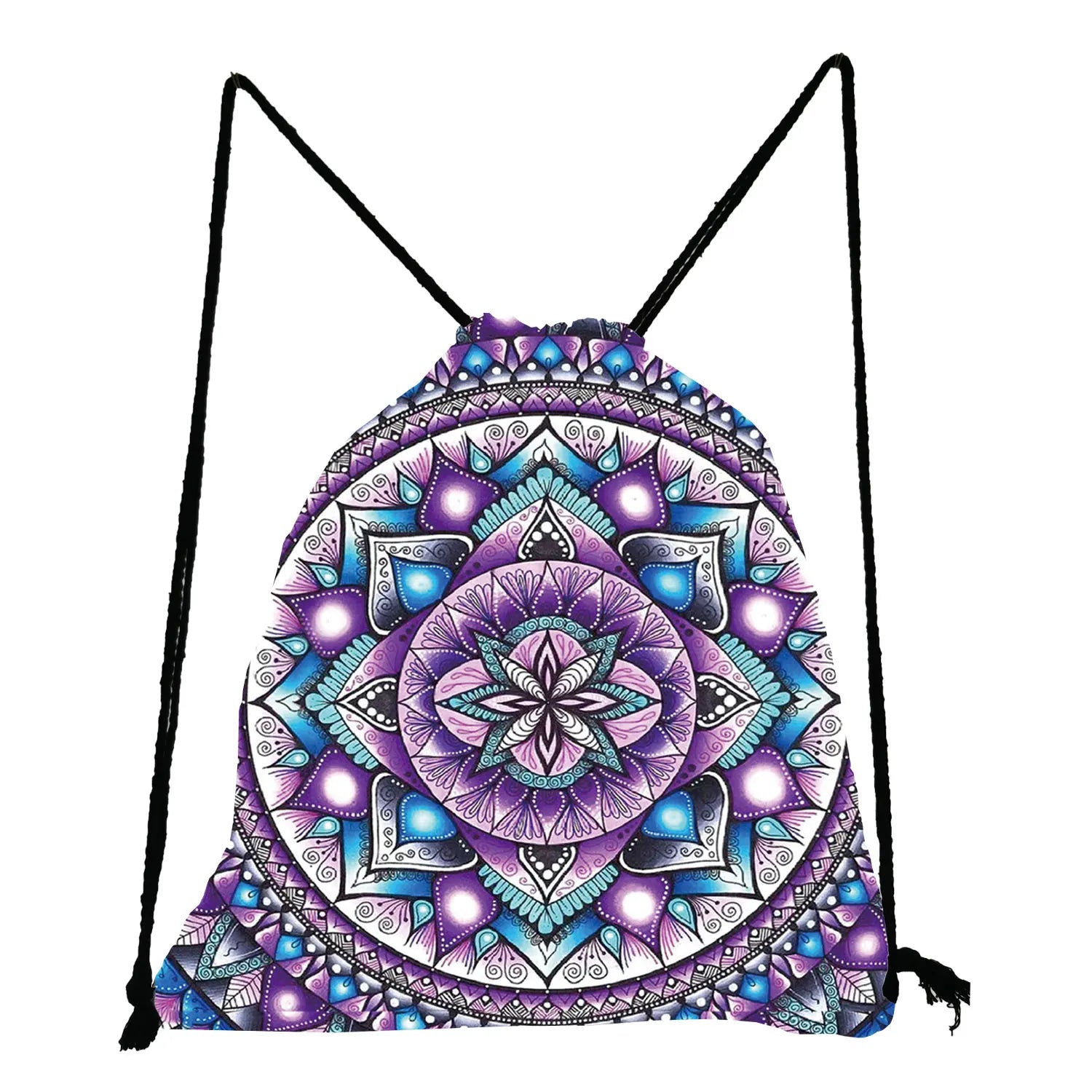 Floral Print Drawstring Backpack Casual Men Women Unisex Shoulder Bag