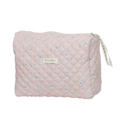 Floral Quilted Makeup Bag Cotton Zipper Beauty Pouch