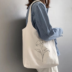 Floral Wild Plant Canvas Shoulder Tote Bag Women Handbags Eco Reusable Shopping