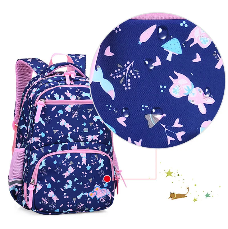 Flower Cartoon School Bag Girls Lightweight Backpack